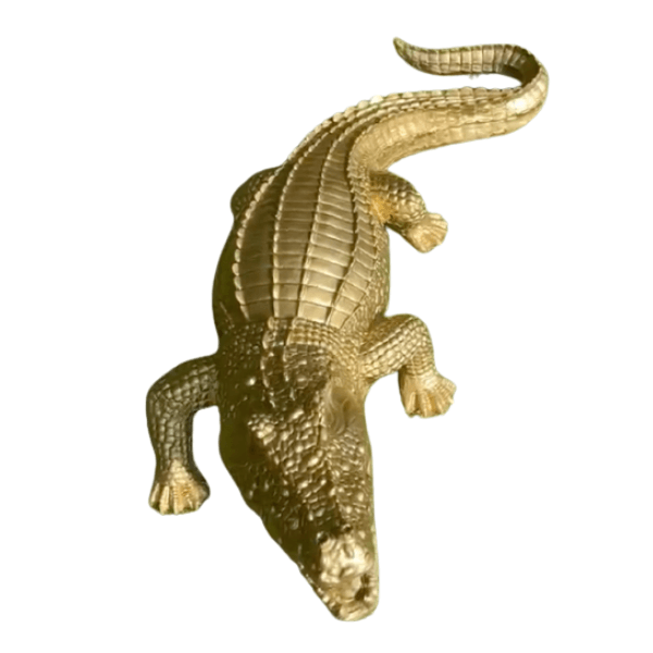 Sculpture Crocodile 70 cm en Résine Dorée – Swiss Sculpture - Swiss-sculpture.ch