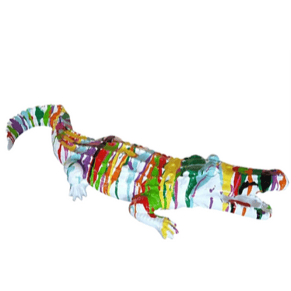Sculpture Crocodile Multicolore 70 cm en Résine – Swiss Sculpture - Swiss-sculpture.ch