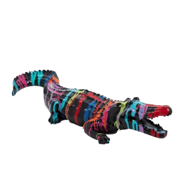 Sculpture Crocodile en Résine 70 cm Multicolore – Swiss Sculpture - Swiss-sculpture.ch