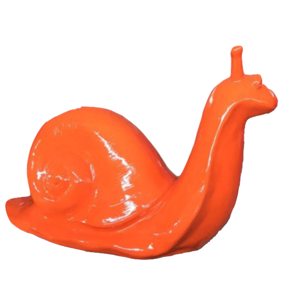 Sculpture Escargot XXL en Résine 100 cm Orange Brillant – Swiss Sculpture - Swiss-sculpture.ch
