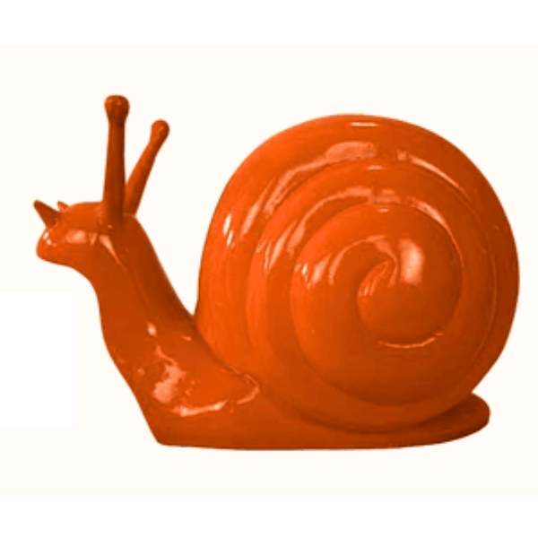 Sculpture Escargot en Résine 50 cm Orange Brillant – Swiss Sculpture - Swiss-sculpture.ch