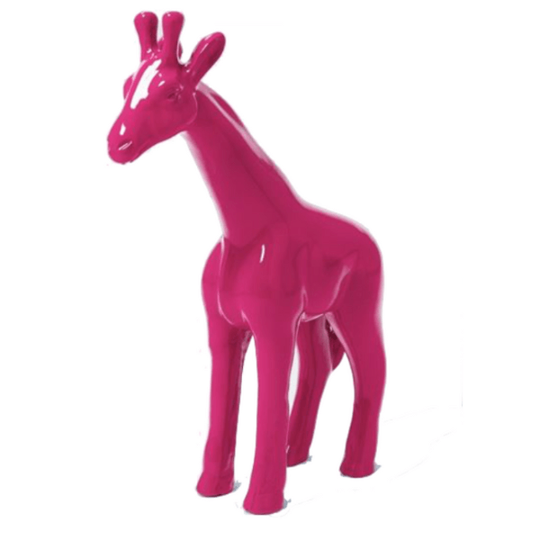 Sculpture Girafe XXL en Résine 110 cm Rose Fuchsia Brillante – Swiss Sculpture - Swiss-sculpture.ch