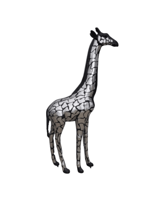 Sculpture Girafe XXL en Résine 210 cm Argentée – Swiss Sculpture - Swiss-sculpture.ch