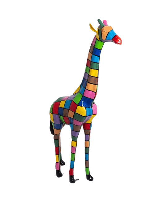 Sculpture Girafe XXL en Résine 210 cm Multicolore – Swiss Sculpture - Swiss-sculpture.ch