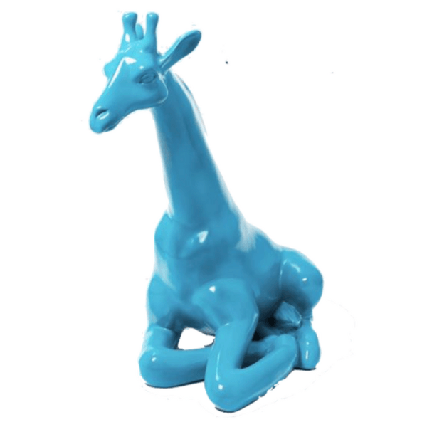 Sculpture Girafe Résine 90 cm Bleu Ciel – Swiss Sculpture - Swiss-sculpture.ch