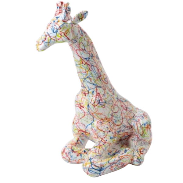 Sculpture Girafe Résine 90 cm Blanc Graffiti – Swiss Sculpture - Swiss-sculpture.ch