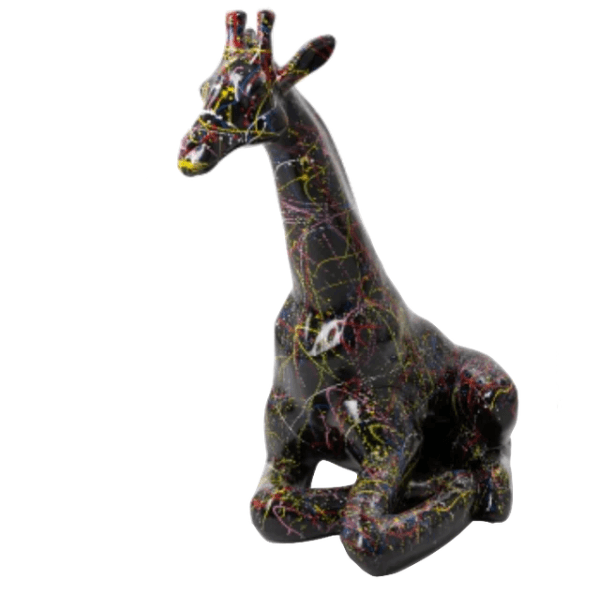 Sculpture Girafe 90 cm en Résine Noir Graffiti – Swiss Sculpture - Swiss-sculpture.ch