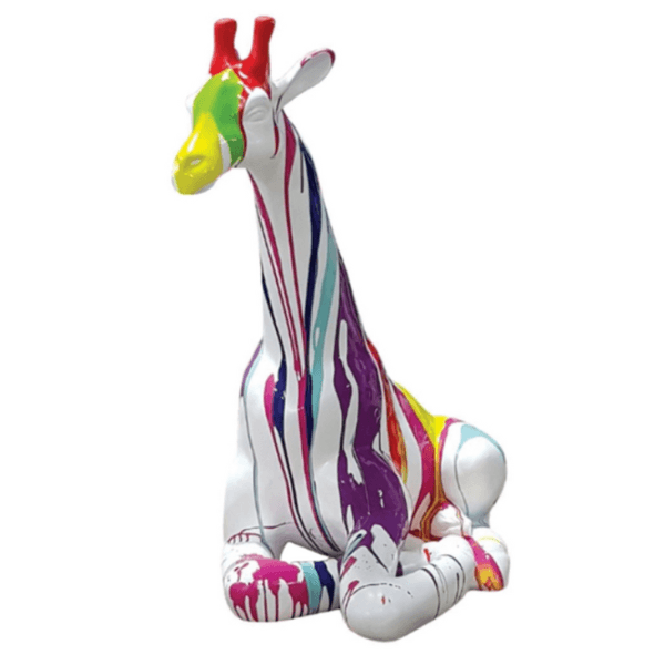 Sculpture Girafe en Résine 90 cm Multicolore – Swiss Sculpture - Swiss-sculpture.ch