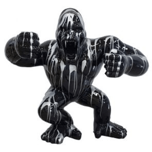 Sculpture Gorille XXL en Résine 190 cm Argenté Coulure – Swiss Sculpture - Swiss-sculpture.ch