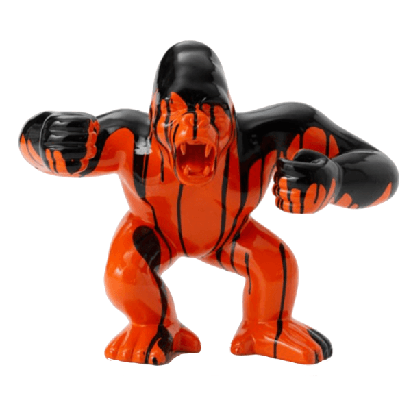 Sculpture Gorille en Résine 70 cm Orange – Swiss Sculpture - Swiss-sculpture.ch