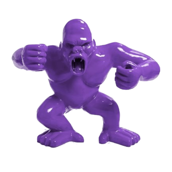 Sculpture Gorille en Résine 70 cm Violet – Swiss Sculpture - Swiss-sculpture.ch