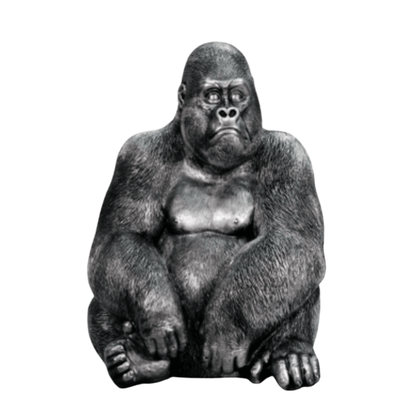 Sculpture Gorille en Résine 75 cm Argenté – Swiss Sculpture - Swiss-sculpture.ch