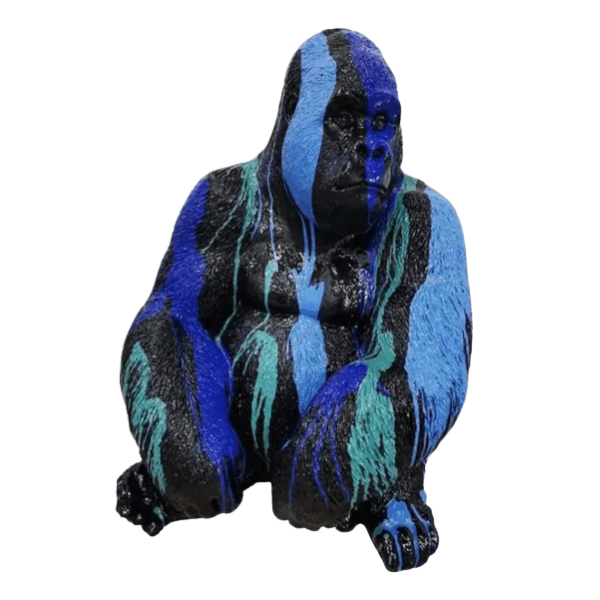 Sculpture Gorille en Résine 75 cm Bleu – Swiss Sculpture - Swiss-sculpture.ch