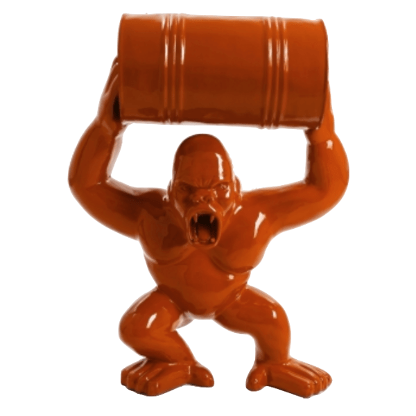 Sculpture Gorille en Résine 40 cm Orange – Swiss Sculpture - Swiss-sculpture.ch