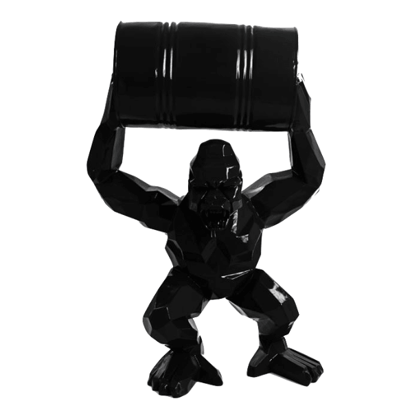 Sculpture Gorille XXL en Résine 135 cm Noir Brillant – Swiss Sculpture - Swiss-sculpture.ch