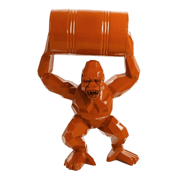 Sculpture Gorille XXL en Résine 135 cm Orange – Swiss Sculpture - Swiss-sculpture.ch