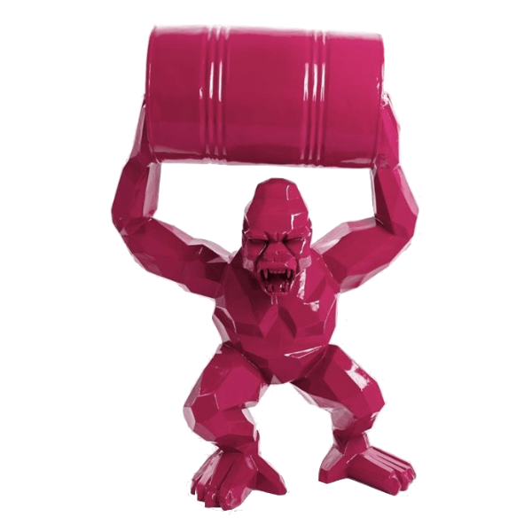 Sculpture Gorille XXL en Résine 135 cm Rose Fuchsia – Swiss Sculpture - Swiss-sculpture.ch