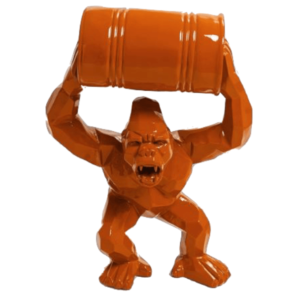 Sculpture Gorille en Résine 95 cm Orange – Swiss Sculpture - Swiss-sculpture.ch