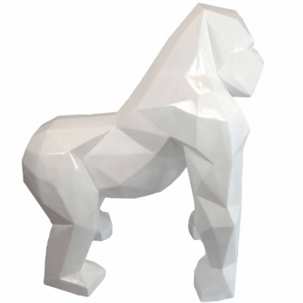Sculpture Gorille XXL en Résine 140 cm Blanc Mat – Swiss Sculpture - Swiss-sculpture.ch