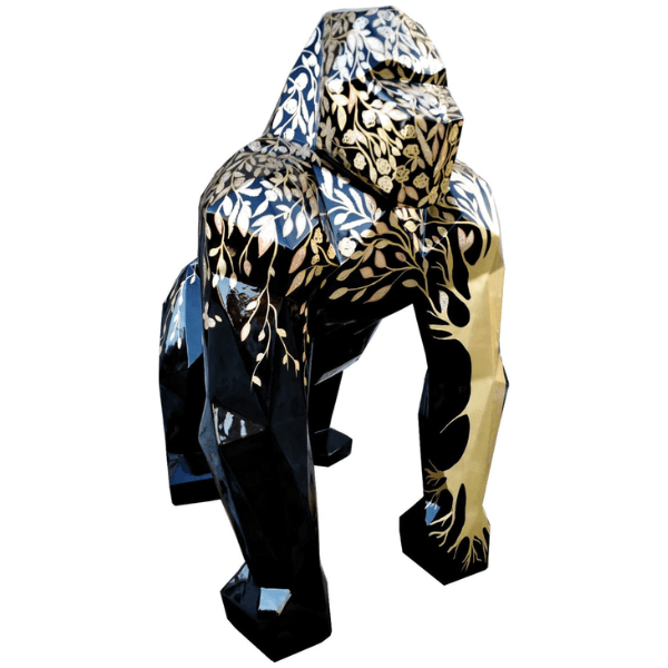 Sculpture Gorille en Résine 40 cm Noir et Or – Swiss Sculpture - Swiss-sculpture.ch