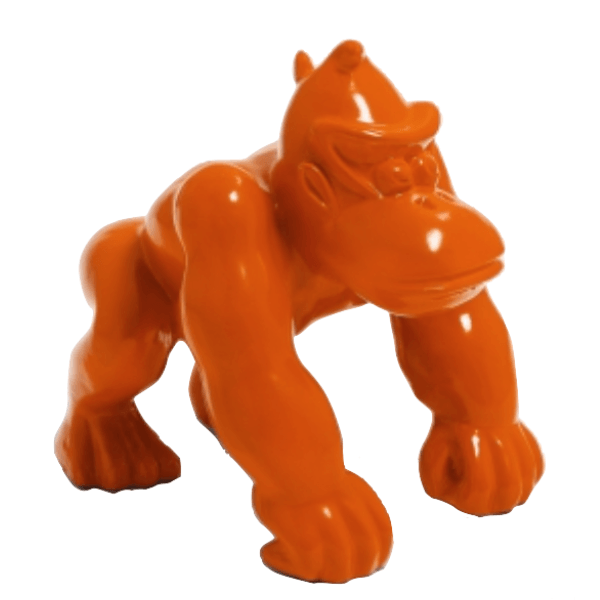 Sculpture Gorille Résine 70 cm Orange Vif – Swiss Sculpture - Swiss-sculpture.ch