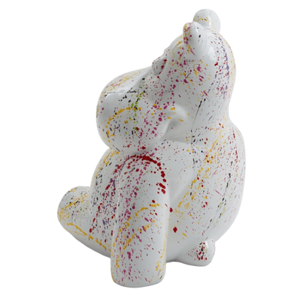Sculpture Hippopotame XXL 100 cm Résine Blanc Mat Graffiti – Swiss Sculpture - Swiss-sculpture.ch