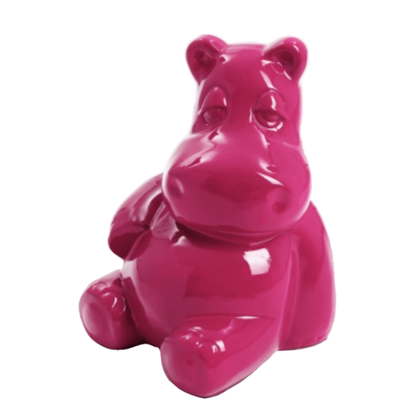 Sculpture Hippopotame XXL en Résine 100 cm Rose Fuchsia – Swiss Sculpture - Swiss-sculpture.ch