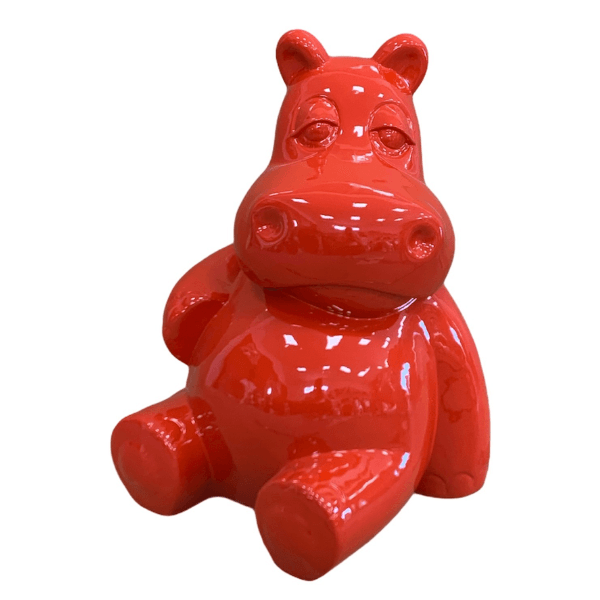 Sculpture Hippopotame XXL 100 cm en Résine Rouge Brillant – Swiss Sculpture - Swiss-sculpture.ch