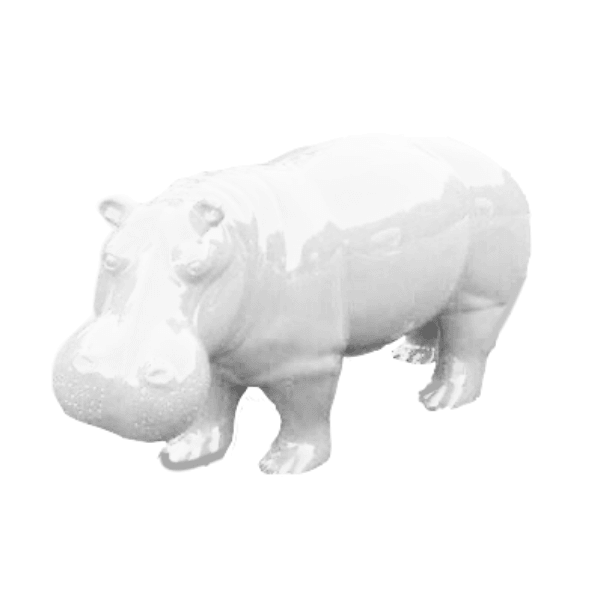 Sculpture Hippopotame XXL en Résine 180 cm Blanc Pur – Swiss Sculpture - Swiss-sculpture.ch