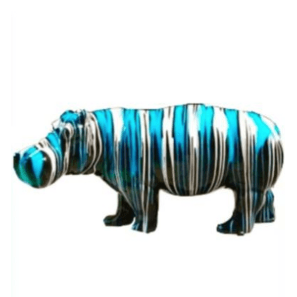 Sculpture Hippopotame XXL en Résine 180 cm Bleu Brillant – Swiss Sculpture - Swiss-sculpture.ch