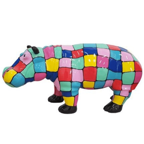 Sculpture Hippopotame XXL en Résine 180 cm Multicolore – Swiss Sculpture - Swiss-sculpture.ch