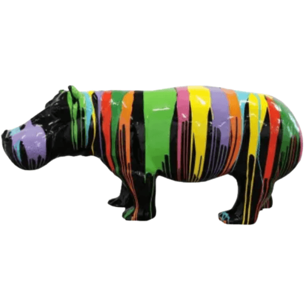 Sculpture Hippopotame XXL 180 cm en Résine Multicolore – Swiss Sculpture - Swiss-sculpture.ch