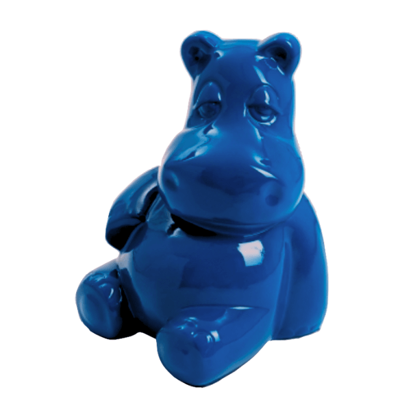 Sculpture Hippopotame en Résine 50 cm Bleu Nuit Brillant – Swiss Sculpture - Swiss-sculpture.ch