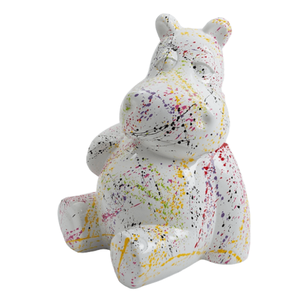 Sculpture Hippopotame 50 cm Résine Blanc Graffiti – Swiss Sculpture - Swiss-sculpture.ch