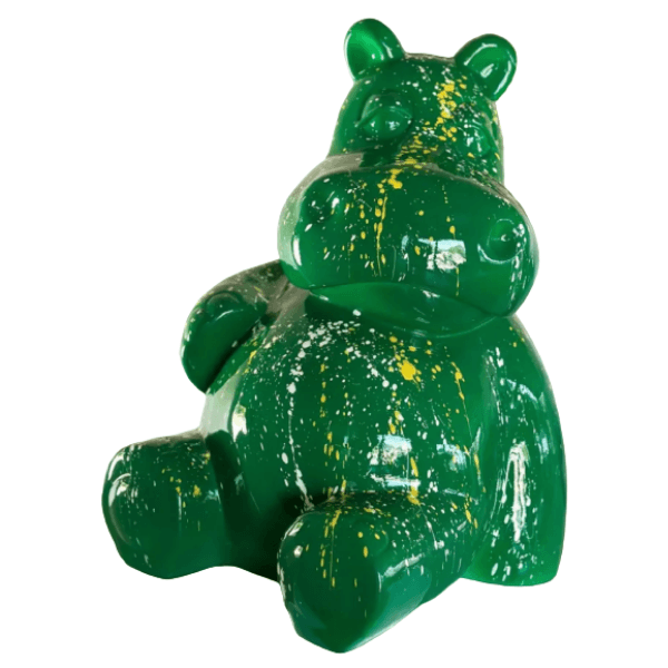 Sculpture Hippopotame 50 cm en Résine Verte Graffiti – Swiss Sculpture - Swiss-sculpture.ch