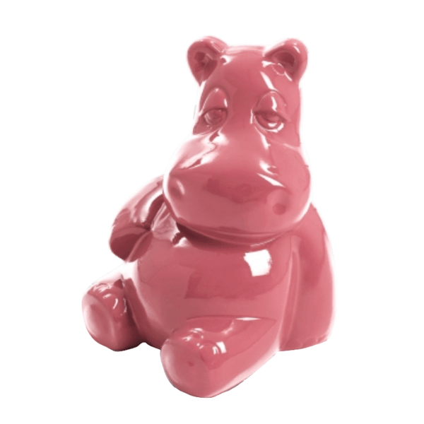 Sculpture Hippopotame 50 cm Résine Rose Clair – Swiss Sculpture - Swiss-sculpture.ch