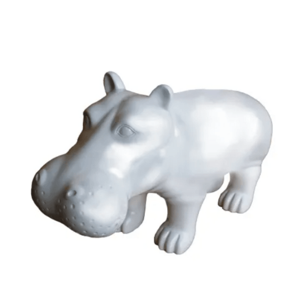 Sculpture Hippopotame Résine 95 cm Blanc Brillant – Swiss Sculpture - Swiss-sculpture.ch