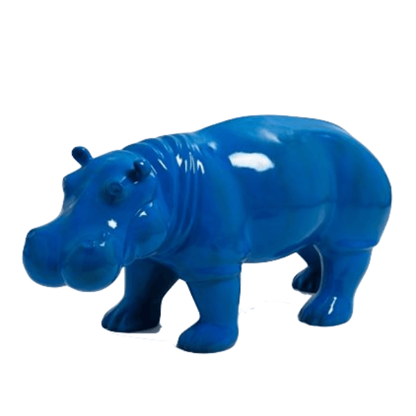 Sculpture Hippopotame en Résine 95 cm Bleu Nuit – Swiss Sculpture - Swiss-sculpture.ch