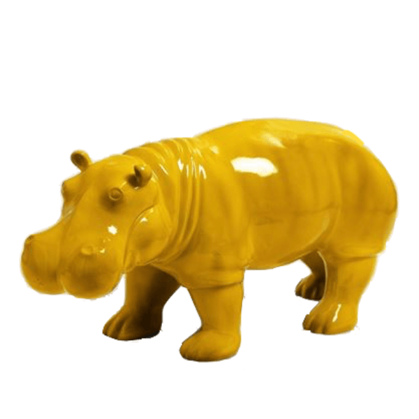 Sculpture Hippopotame en Résine 95 cm Jaune Vif – Swiss Sculpture - Swiss-sculpture.ch