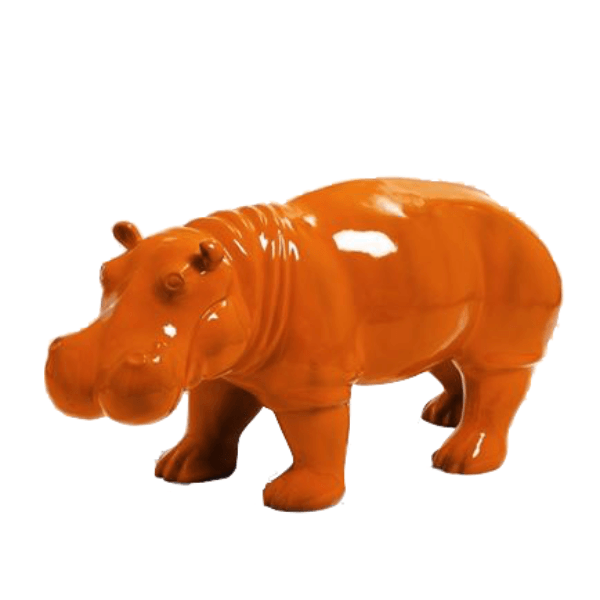 Sculpture Hippopotame Résine 95 cm Orange – Swiss Sculpture - Swiss-sculpture.ch