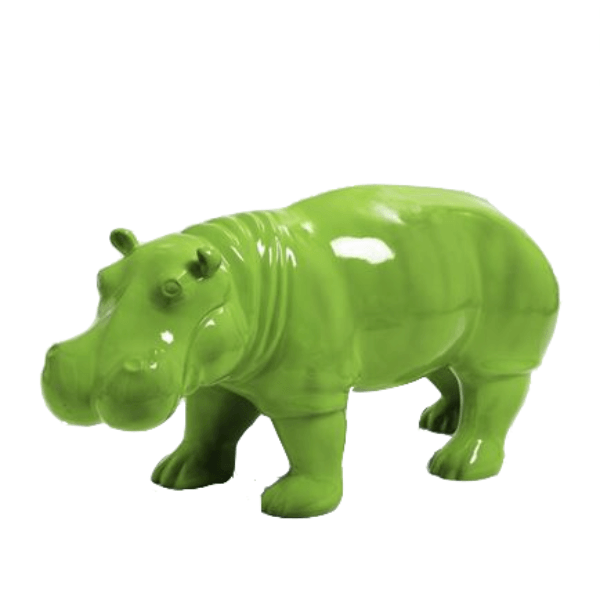 Sculpture Hippopotame en Résine 95 cm Vert Pomme – Swiss Sculpture - Swiss-sculpture.ch