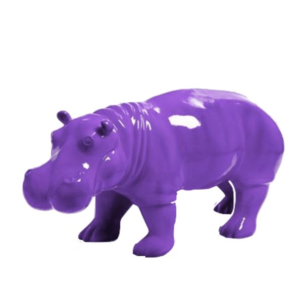Sculpture Hippopotame 95 cm en Résine Violet – Swiss Sculpture - Swiss-sculpture.ch
