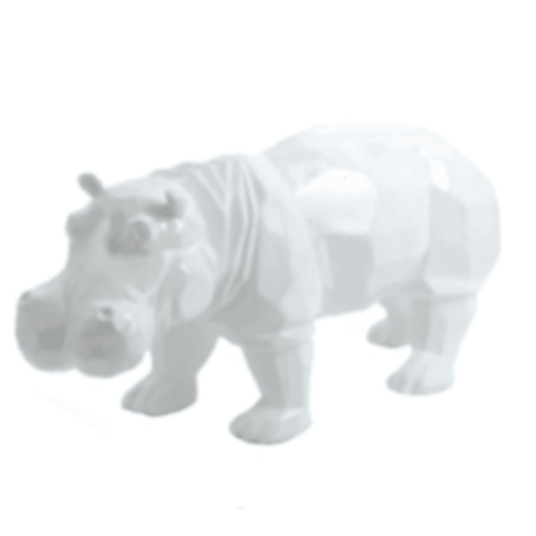 Sculpture Hippopotame 95 cm en Résine Blanche Brillante – Swiss Sculpture - Swiss-sculpture.ch
