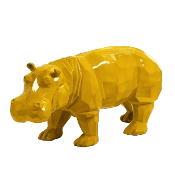 Sculpture Hippopotame 95 cm en Résine Jaune Brillant – Swiss Sculpture - Swiss-sculpture.ch