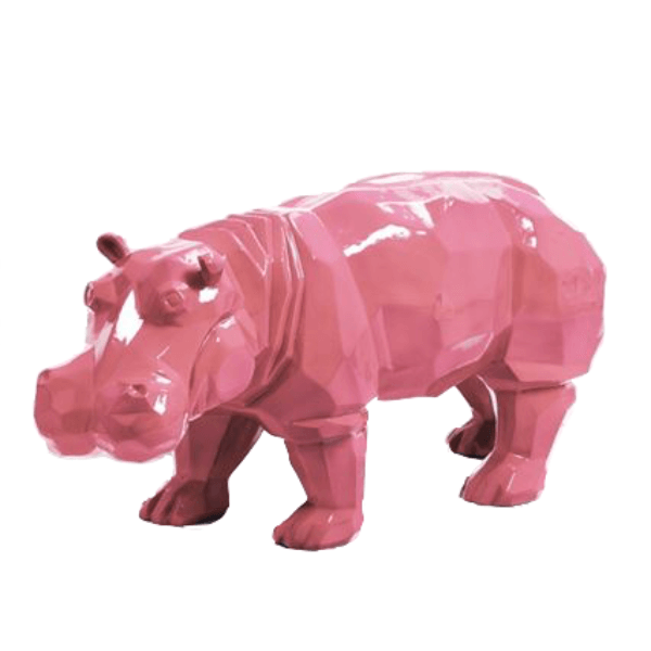Sculpture Hippopotame en Résine 95 cm Rose Clair – Swiss Sculpture - Swiss-sculpture.ch