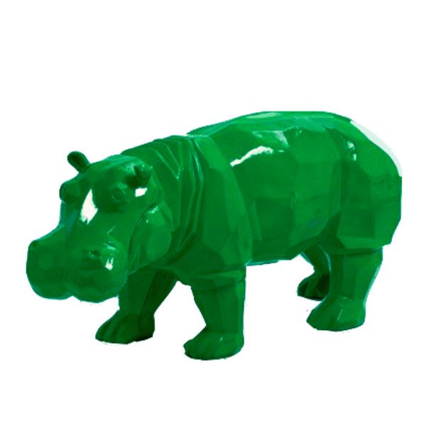 Sculpture Hippopotame Résine 95 cm Vert – Swiss Sculpture - Swiss-sculpture.ch