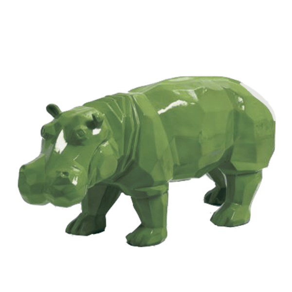 Sculpture Hippopotame en Résine 95 cm Vert Kaki – Swiss Sculpture - Swiss-sculpture.ch