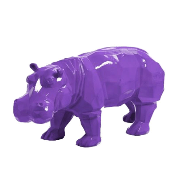 Sculpture Hippopotame 95 cm en Résine Violet – Swiss Sculpture - Swiss-sculpture.ch