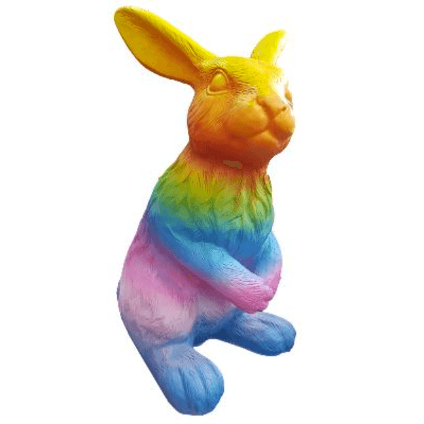 Sculpture Lapin XXL en Résine 115 cm Arc-en-Ciel – Swiss Sculpture - Swiss-sculpture.ch
