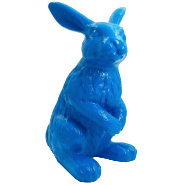 Sculpture Lapin XXL en Résine 115 cm Bleu Brillant – Swiss Sculpture - Swiss-sculpture.ch